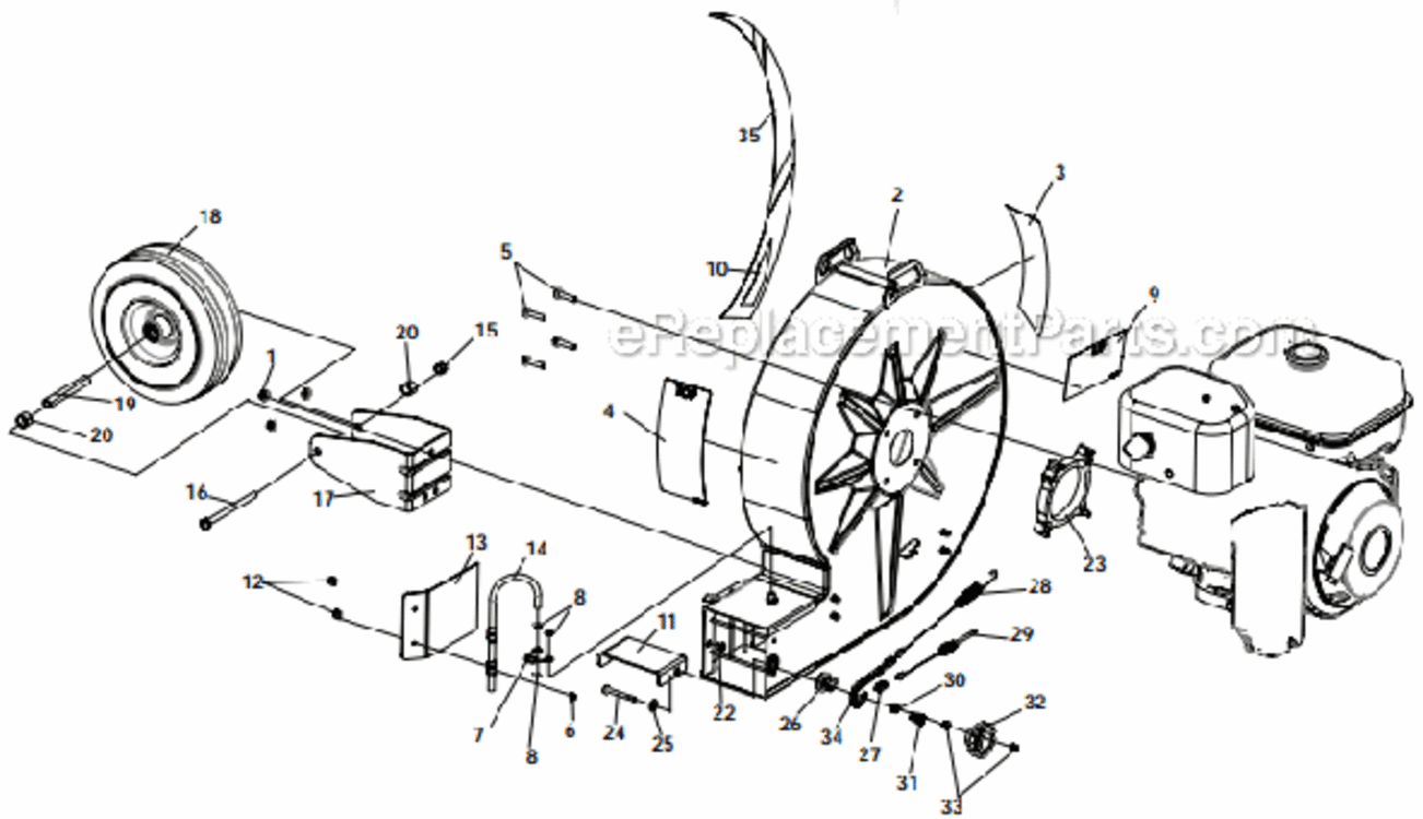 Housing_Assembly Diagram and Parts List for 9270-03-01 EX270 Subaru Little Wonder Leaf Blower / Vacuum